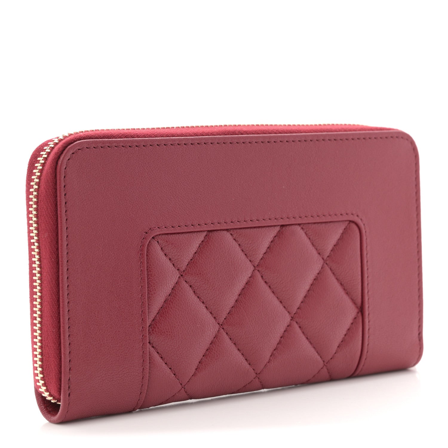 Chanel Sheepskin Quilted Medium Mademoiselle Vintage Zip Around Wallet Red 3 of 8