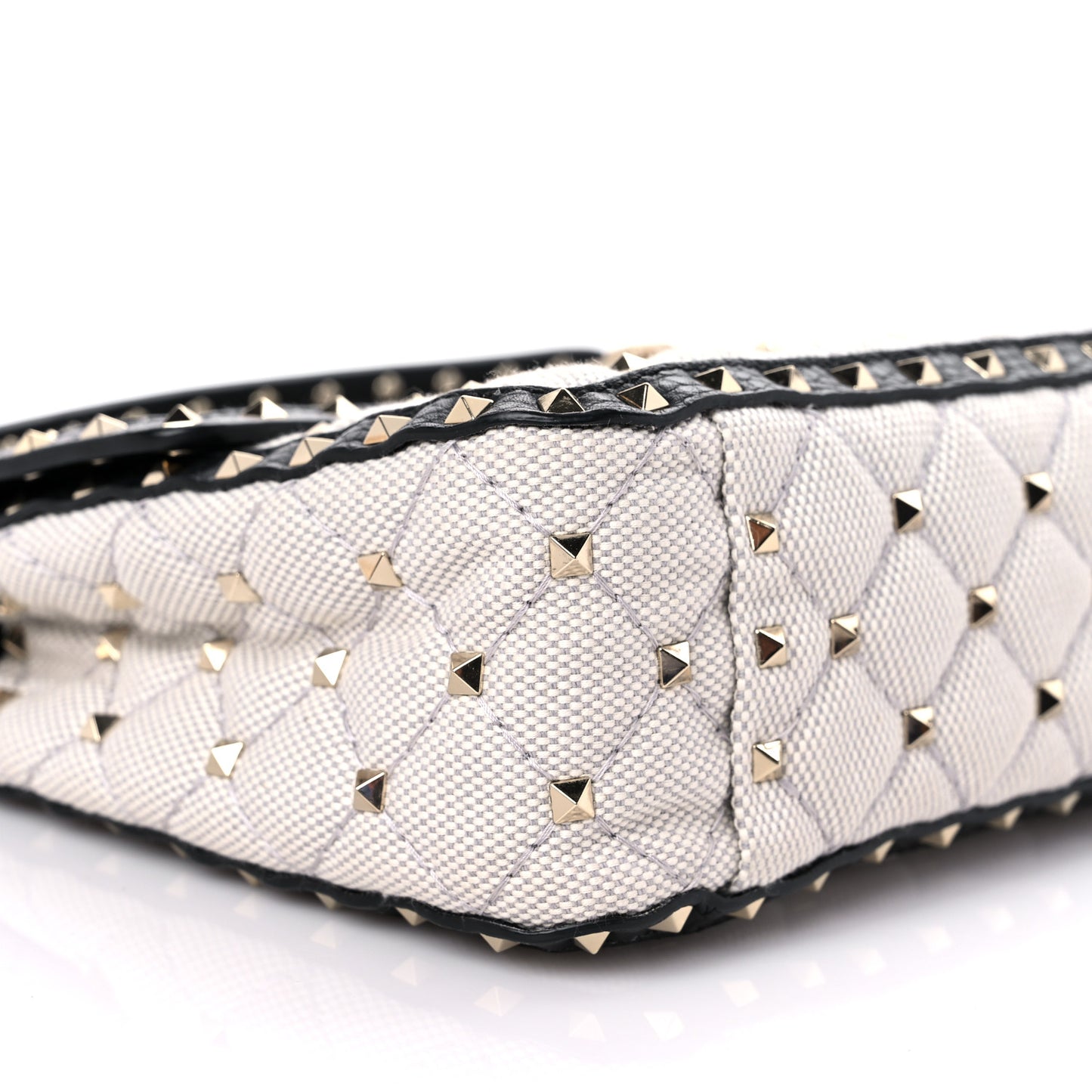 Canvas Medium Rockstud Spike Shoulder Bag Ivory