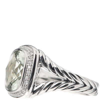 David Yurman Sterling Silver Diamond Prasiolite 11mm Albion Ring 54 7 3 of 5