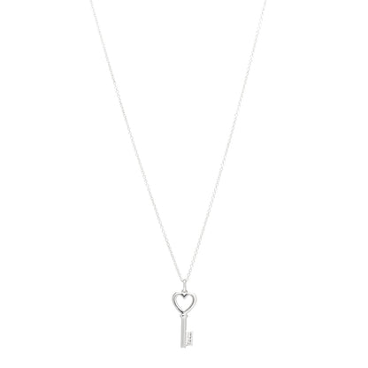 Tiffany Sterling Silver Mini Heart Key Pendant Necklace 1 of 4