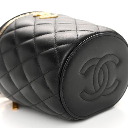 Chanel Lambskin Quilted Afternoon Tea Top Handle Vanity Case With Chain Black 9 of 12