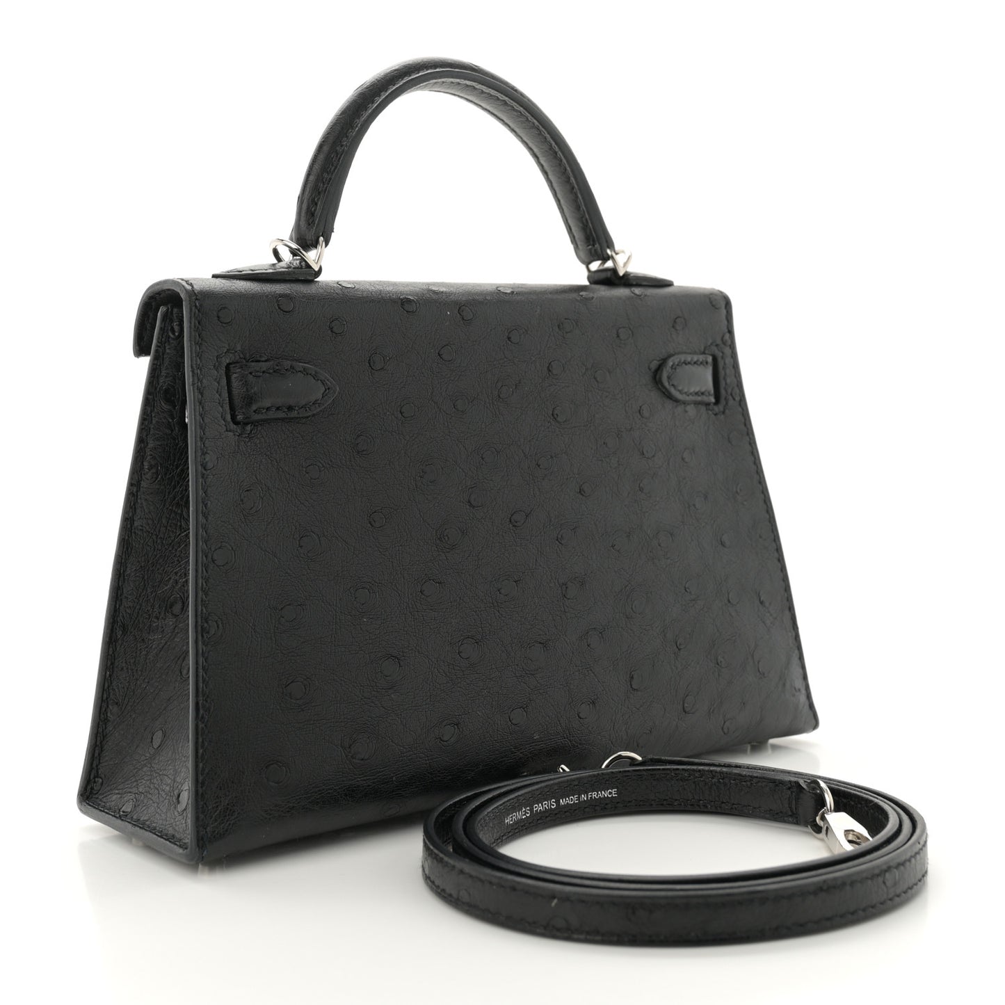 Ostrich Kelly Sellier Mini 20 Black