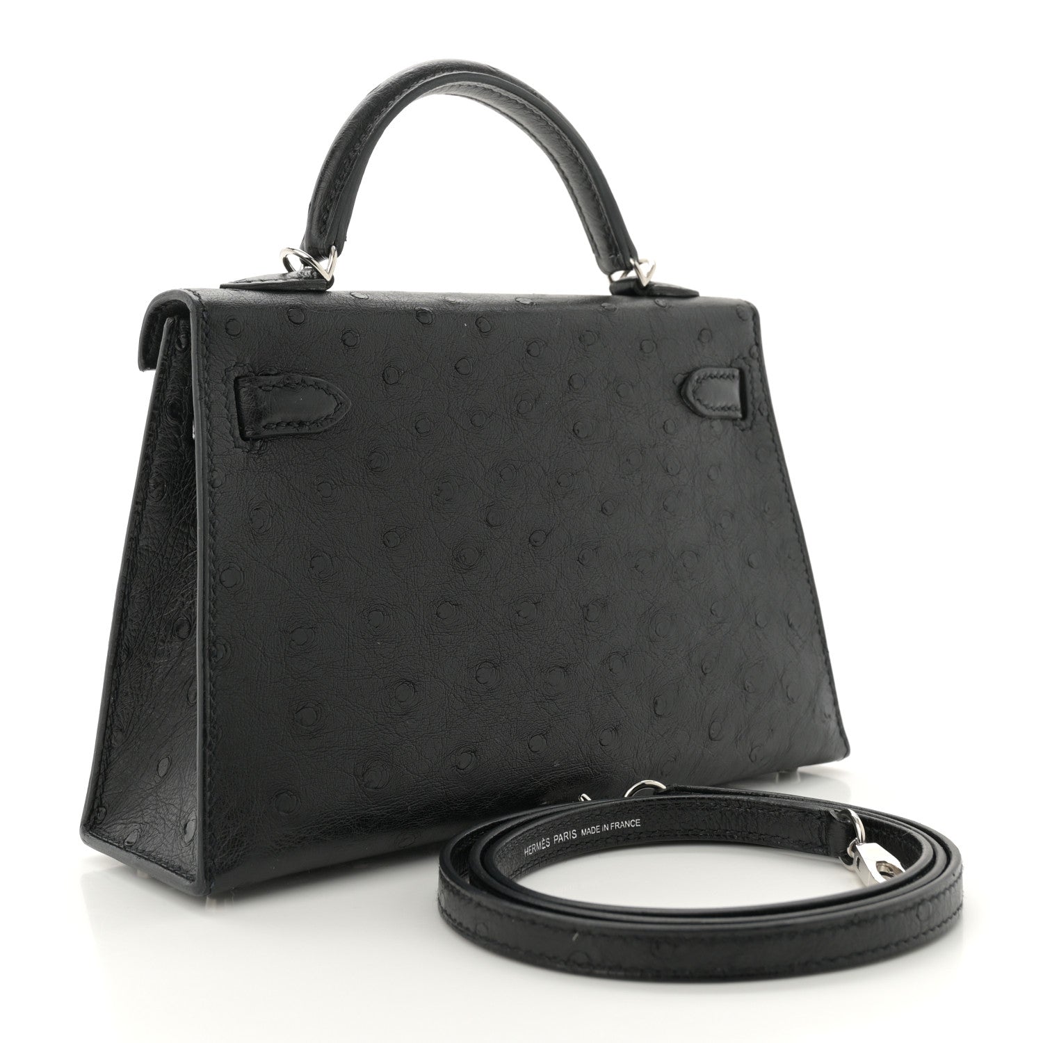 Hermes Ostrich Kelly Sellier Mini 20 Black 3 of 12