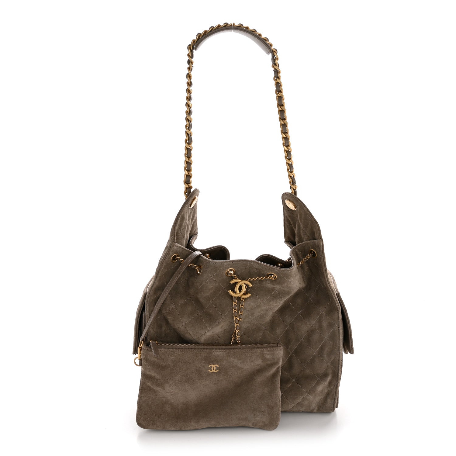 Chanel Suede Quilted Medium Chanel 25 Handbag Grey 3 of 12