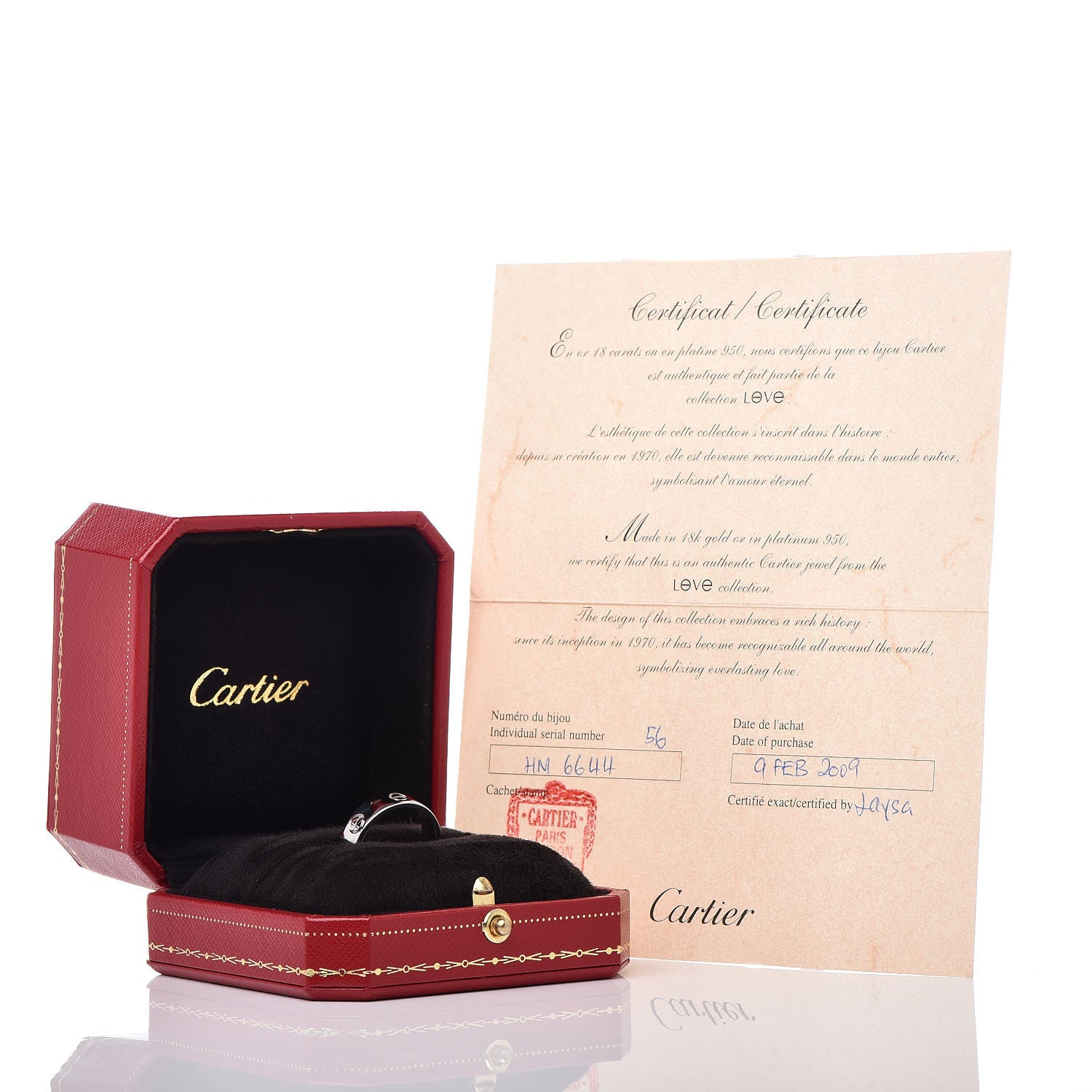 Cartier 18K White Gold 5.5mm LOVE Ring 56 7.5 5 of 5