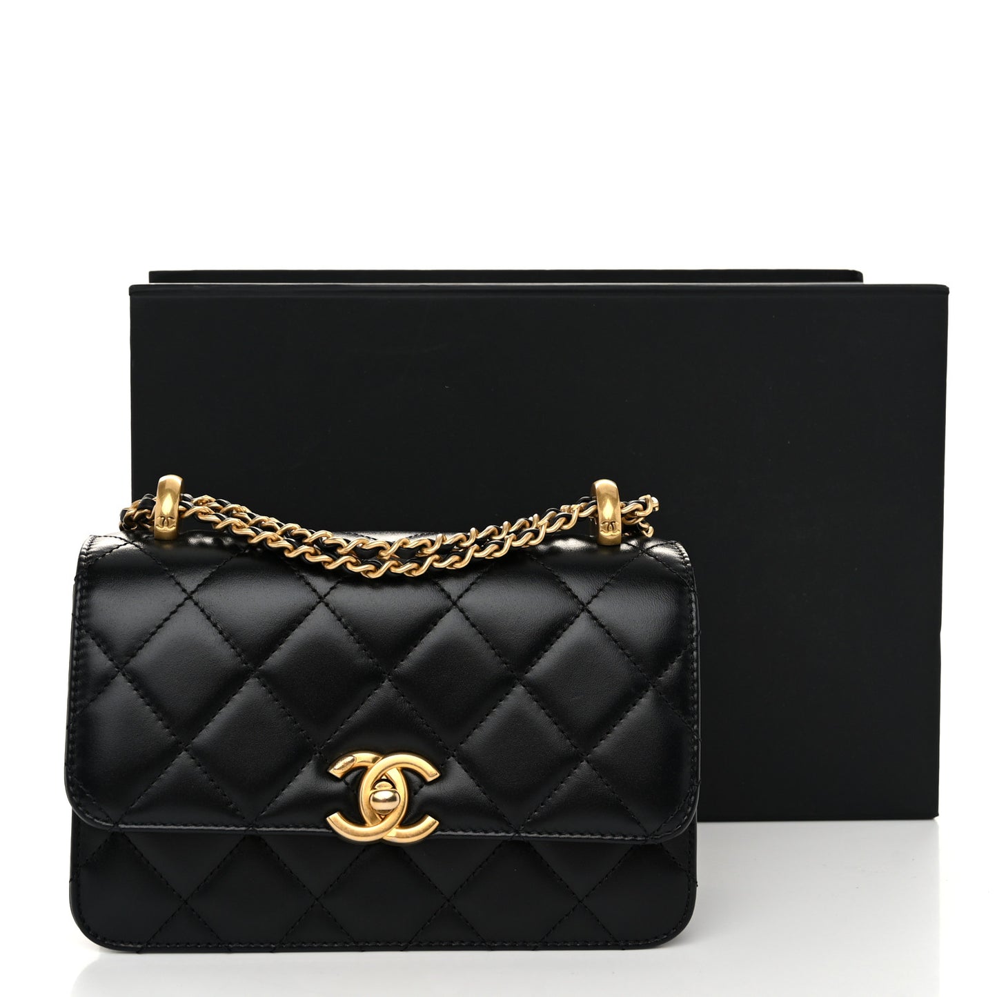 Calfskin Quilted Mini Perfect Fit Flap Black