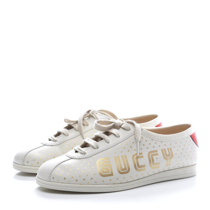 Gucci X SEGA Calfskin GUCCY Stars Womens Falacer Sneakers 37 White 3 of 10
