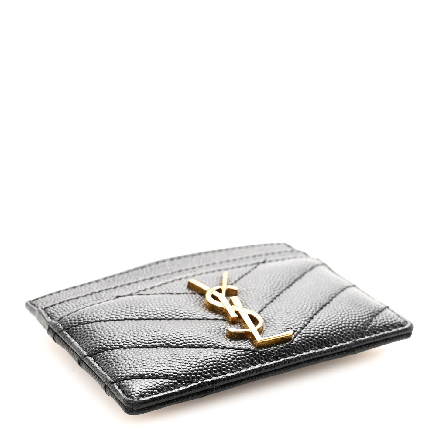 Grain De Poudre Matelasse Chevron Monogram Credit Card Case Black