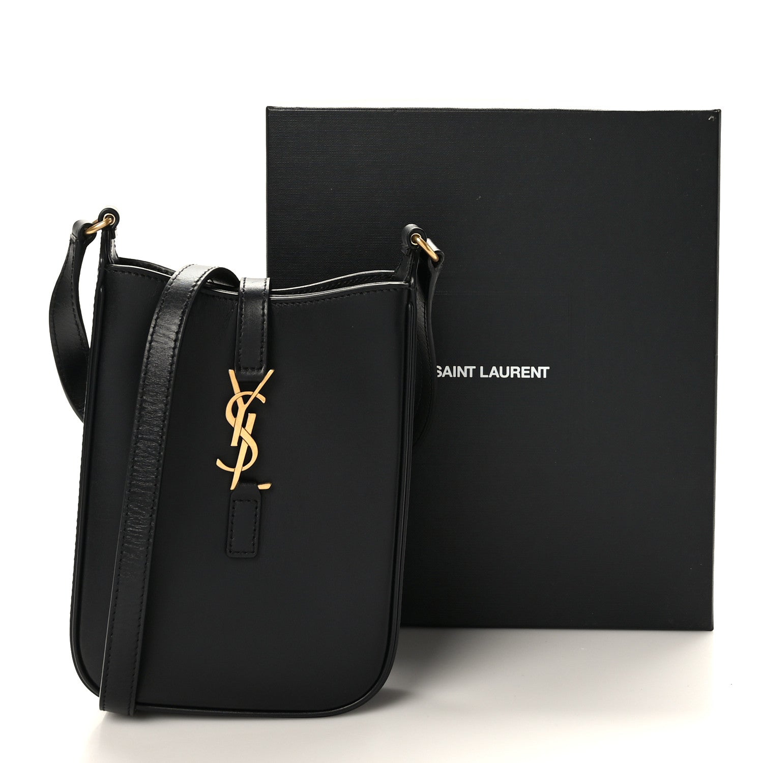 Saint Laurent Smooth Calfskin Mini Le 5 A 7 Vertical Hobo Black 9 of 9