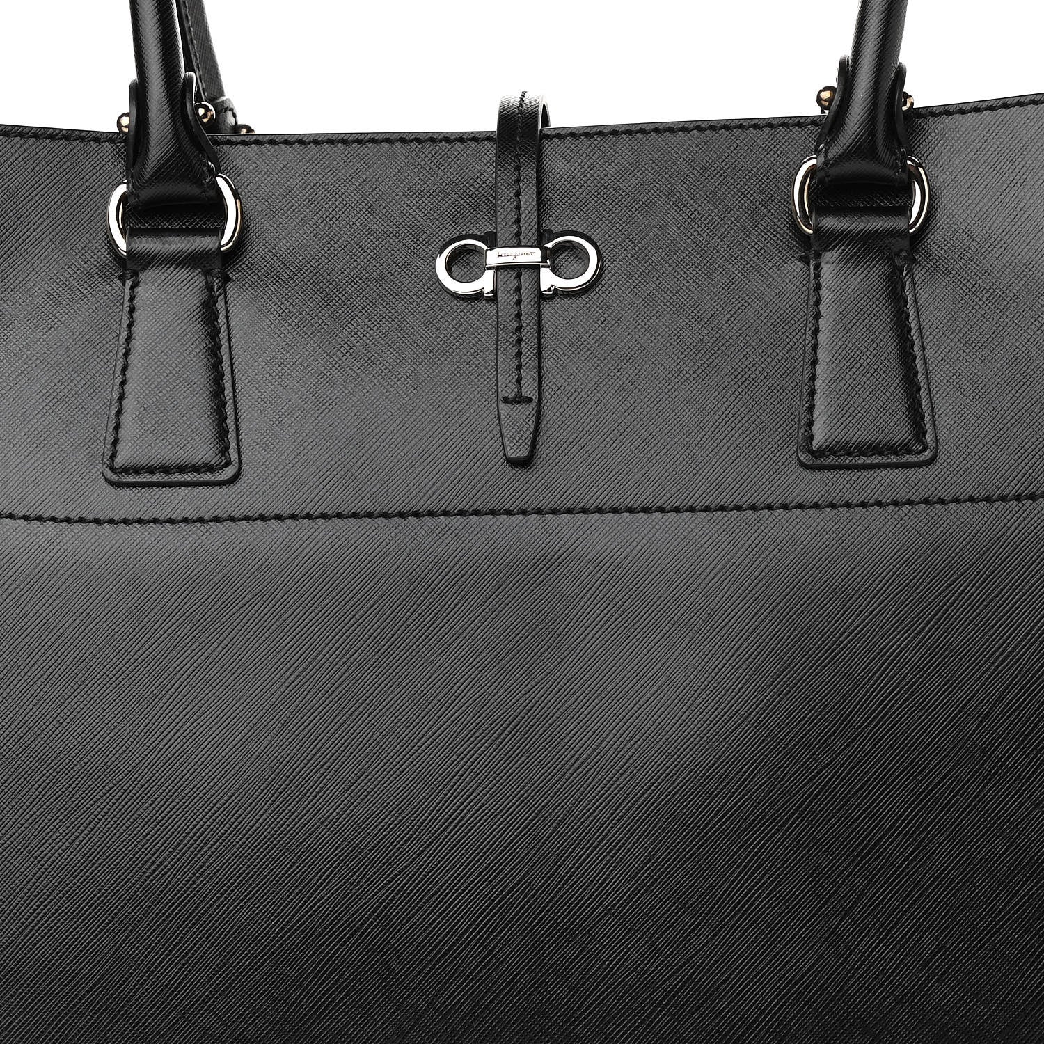 Salvatore Ferragamo Printed Calfskin Briana Tote Black 7 of 9