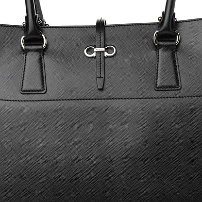 Salvatore Ferragamo Printed Calfskin Briana Tote Black 7 of 9