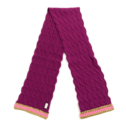 Gucci Wool Cashmere Blend Cable Knit Bonhate Long Scarf Magenta Pink 2 of 3
