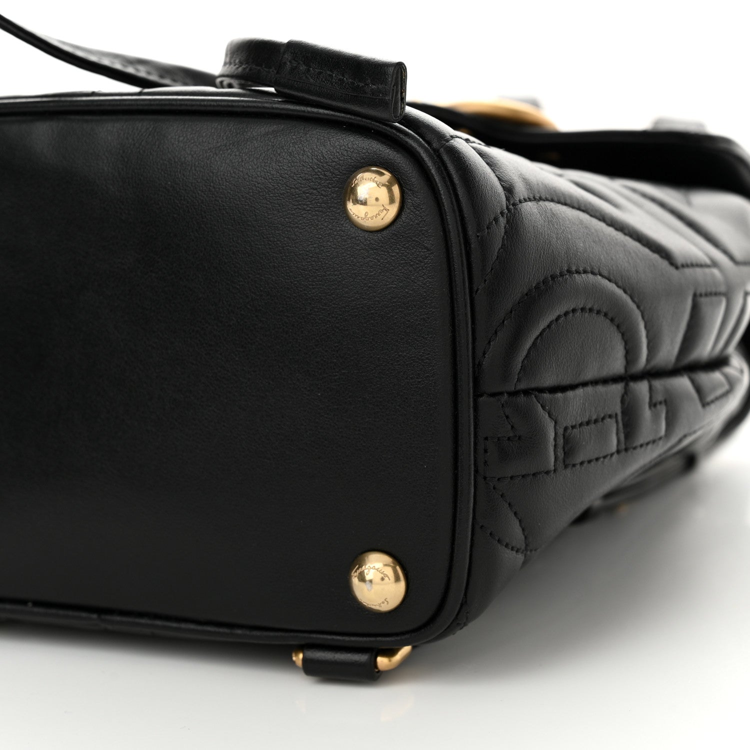 Salvatore Ferragamo Calfskin Quilted Gancini Backpack Black 9 of 11