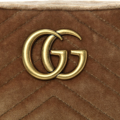 Gucci Velvet Matelasse Small GG Marmont Chain Shoulder Bag Taupe 8 of 11