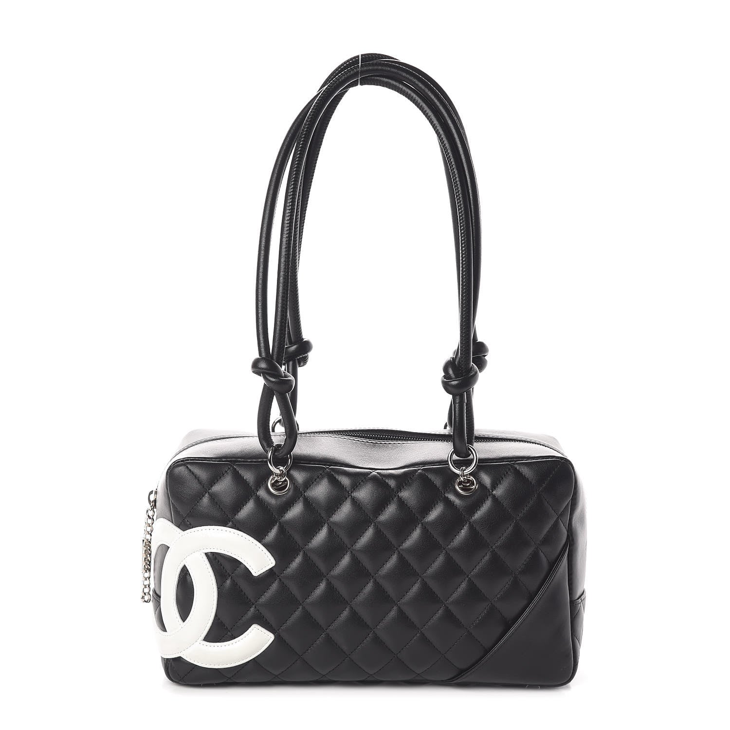Chanel Calfskin Quilted Large Cambon Bowler Black White 1 of 10