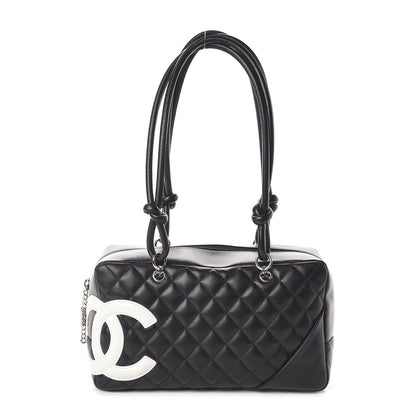 Chanel Calfskin Quilted Large Cambon Bowler Black White 1 of 10