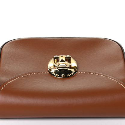 Miu Miu City Calf Snap Lock Shoulder Bag Cognac 6 of 6