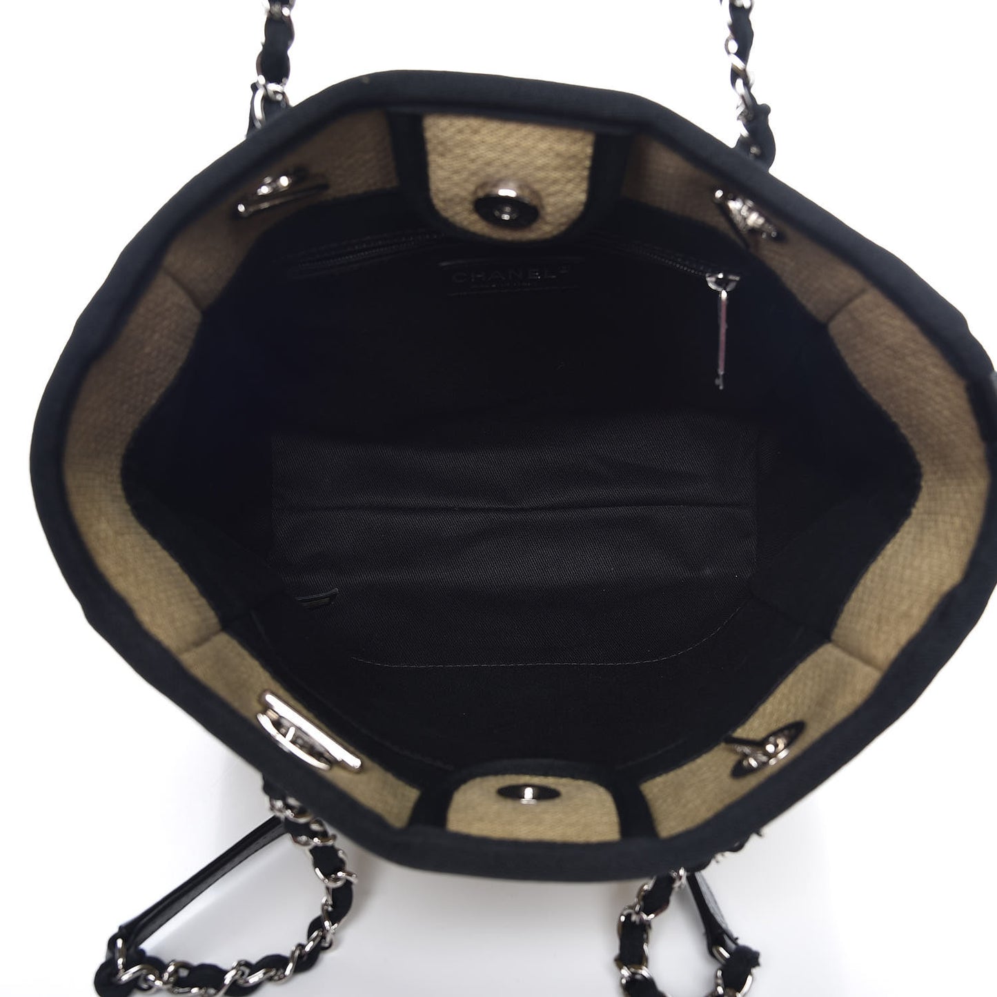 Canvas Mini Deauville Tote Beige Black
