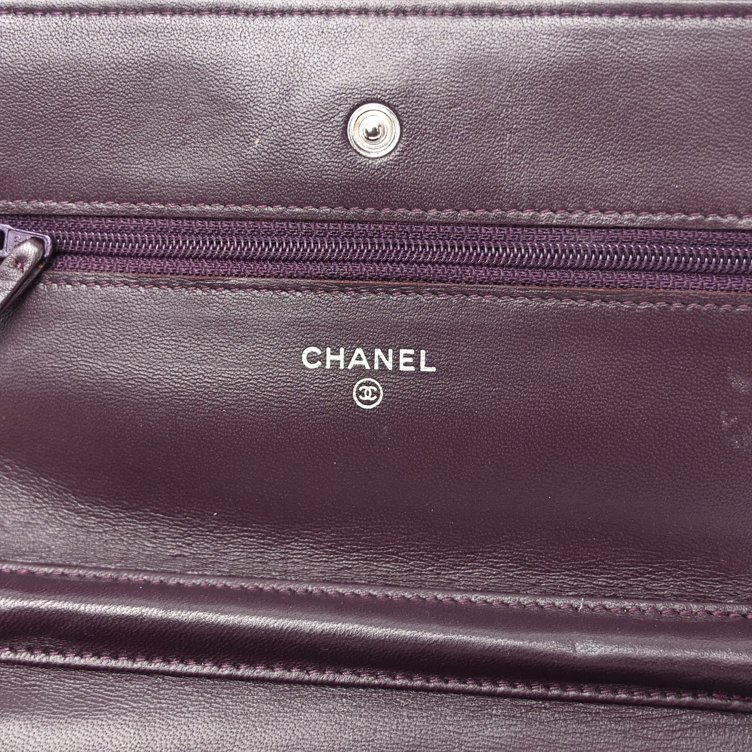 Chanel Lambskin Quilted Wallet On Chain WOC Purple 11 of 23