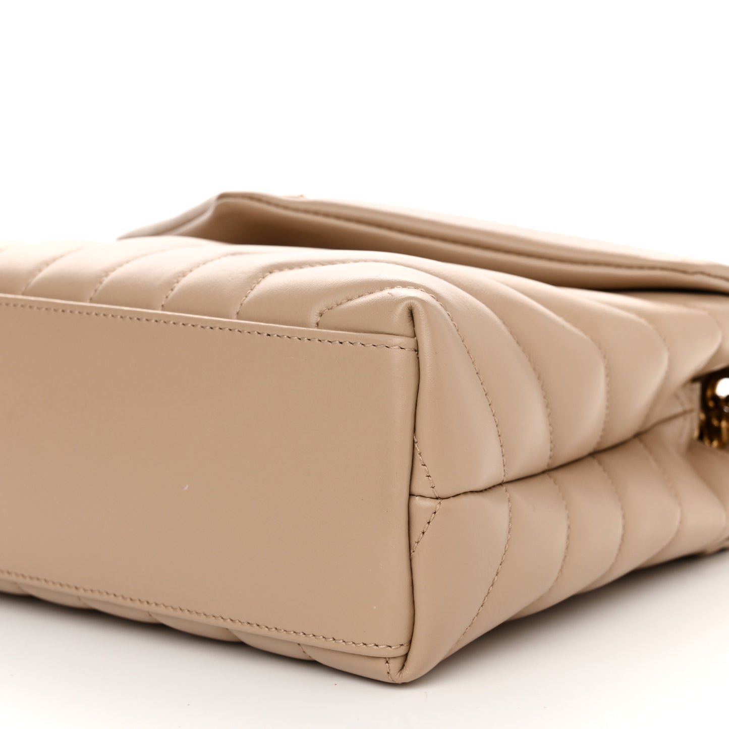 Calfskin Y Quilted Monogram Small Loulou Chain Satchel Dark Beige