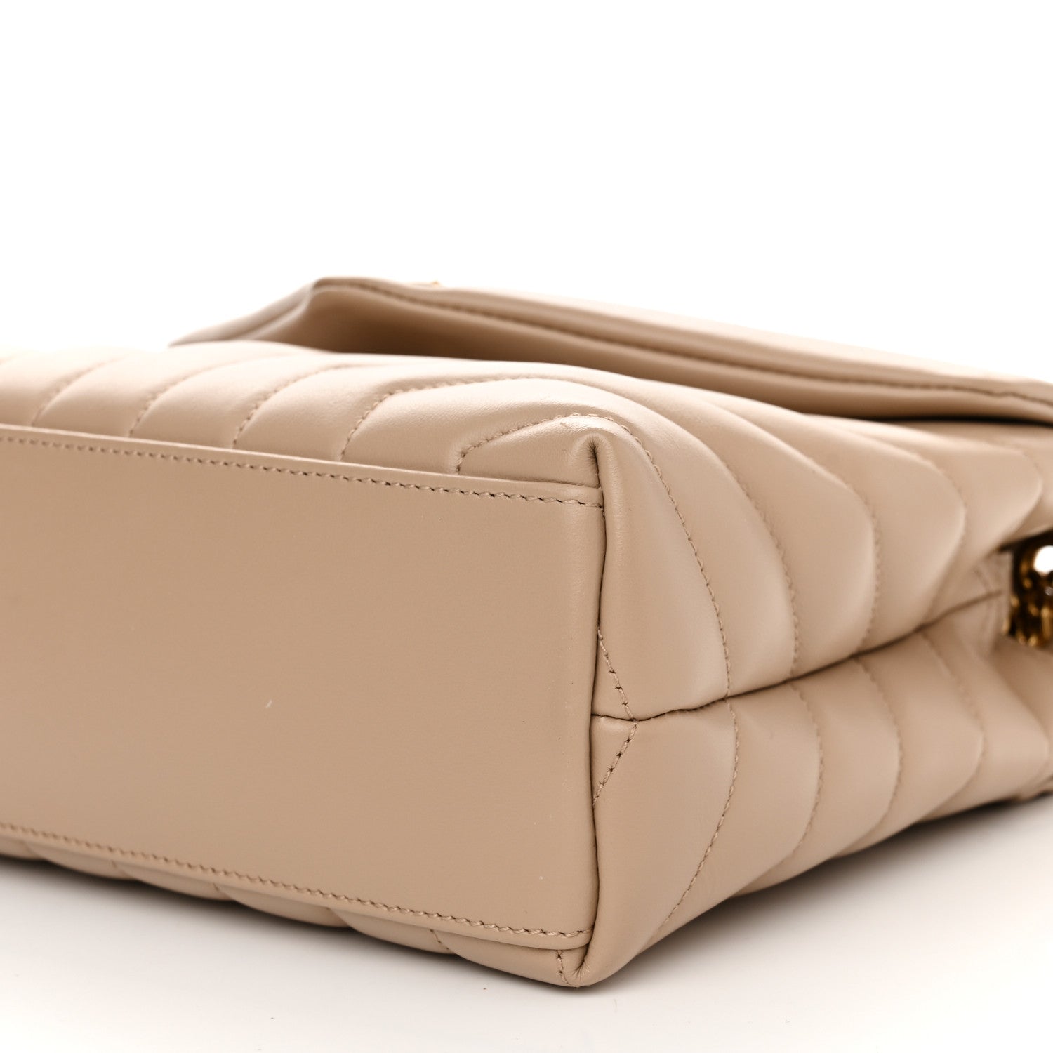Saint Laurent Calfskin Y Quilted Monogram Small Loulou Chain Satchel Dark Beige 10 of 11