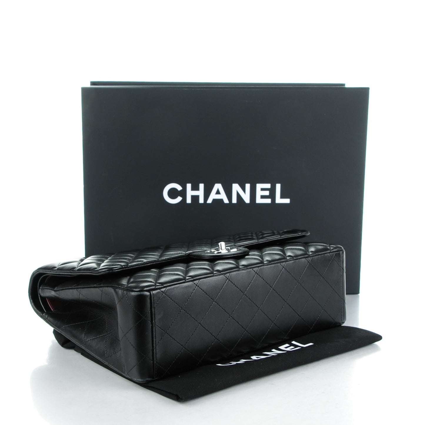 Lambskin Quilted Maxi Double Flap Black