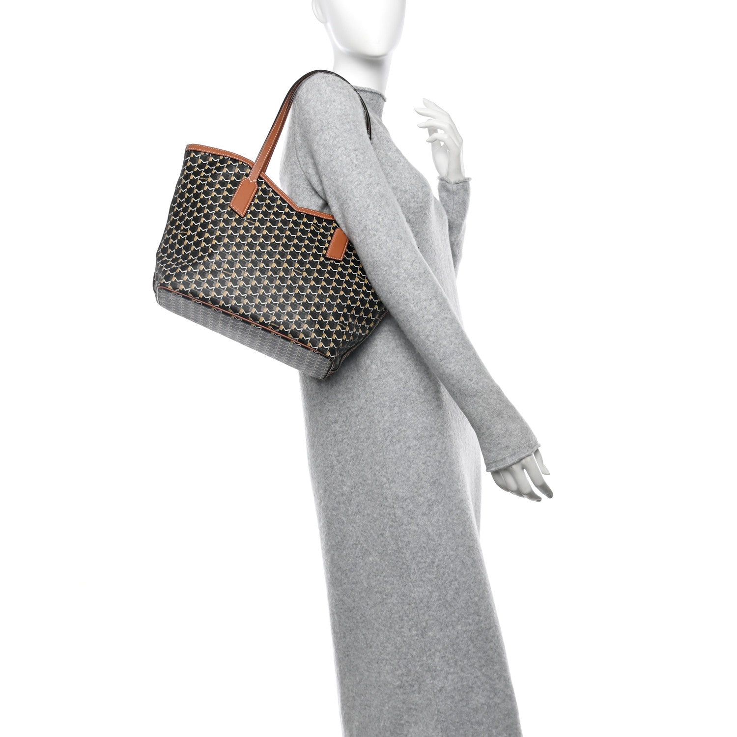 Moynat Calfskin Canvas M Tote PM Brown 2 of 12