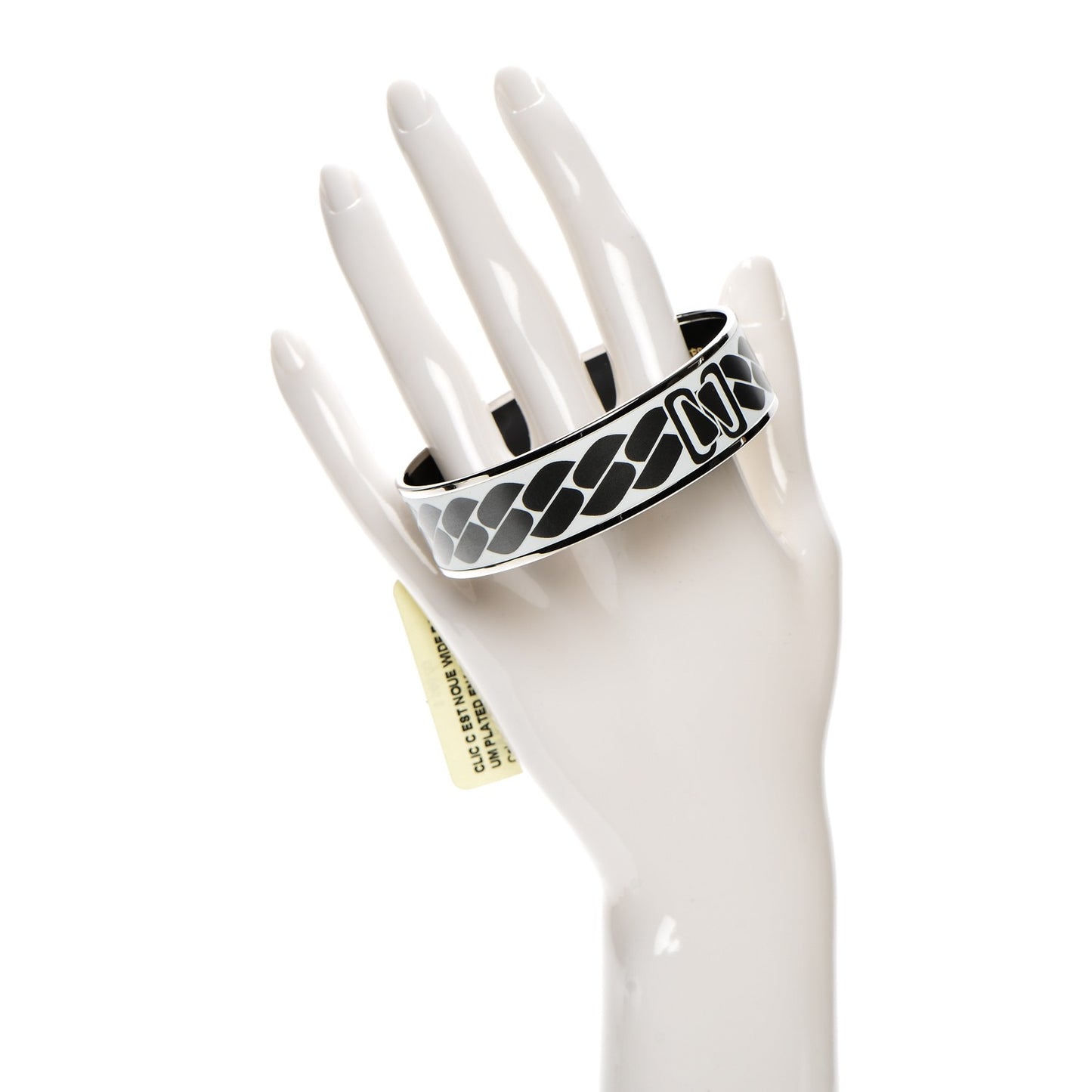Enamel Printed Wide Clic C'est Noue Bracelet 70 Blanc Platine