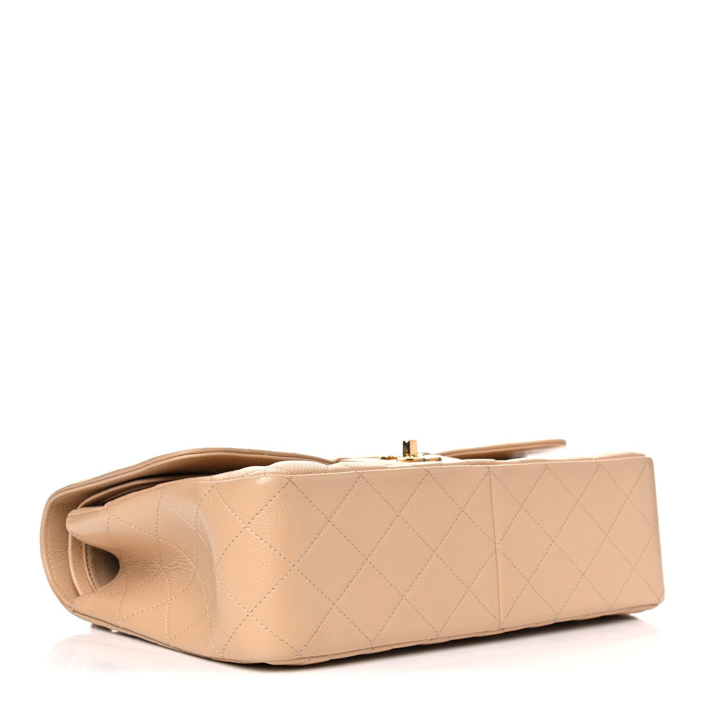 Caviar Quilted Jumbo Double Flap Beige Clair