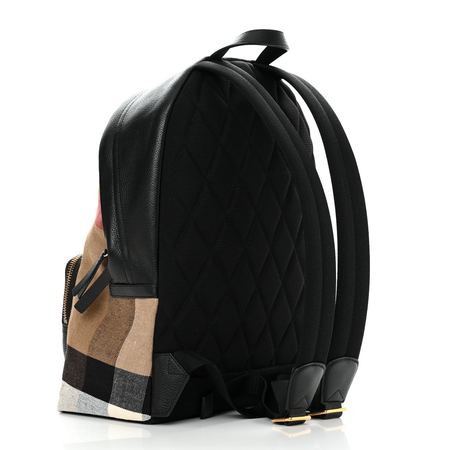 Mega Check Calfskin Abbeydale Simple Backpack Black Camel