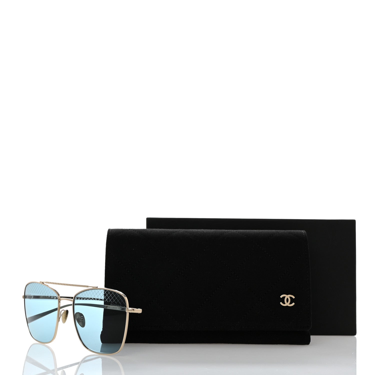Chanel Metal Sunglasses 4256 Gold Blue 8 of 8