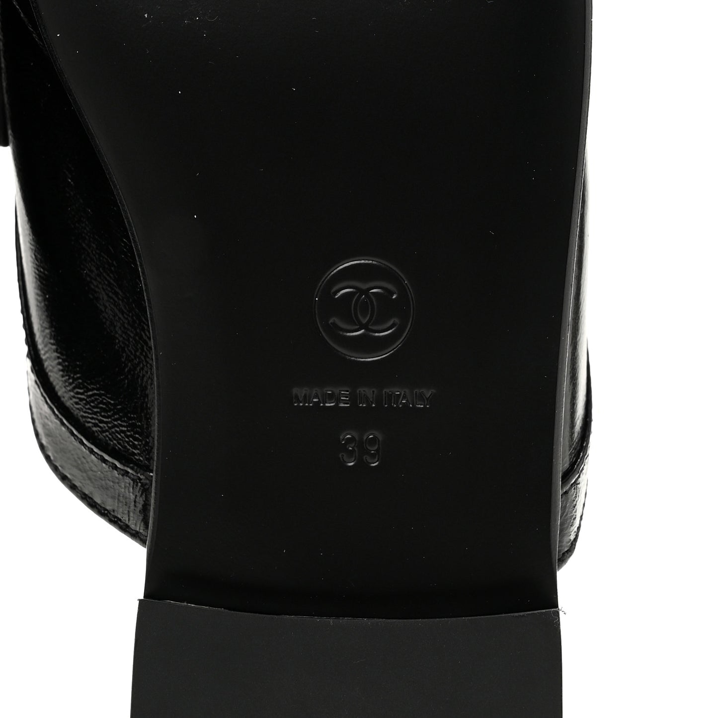 Shiny Crumpled Lambskin CC Mules 39 Black