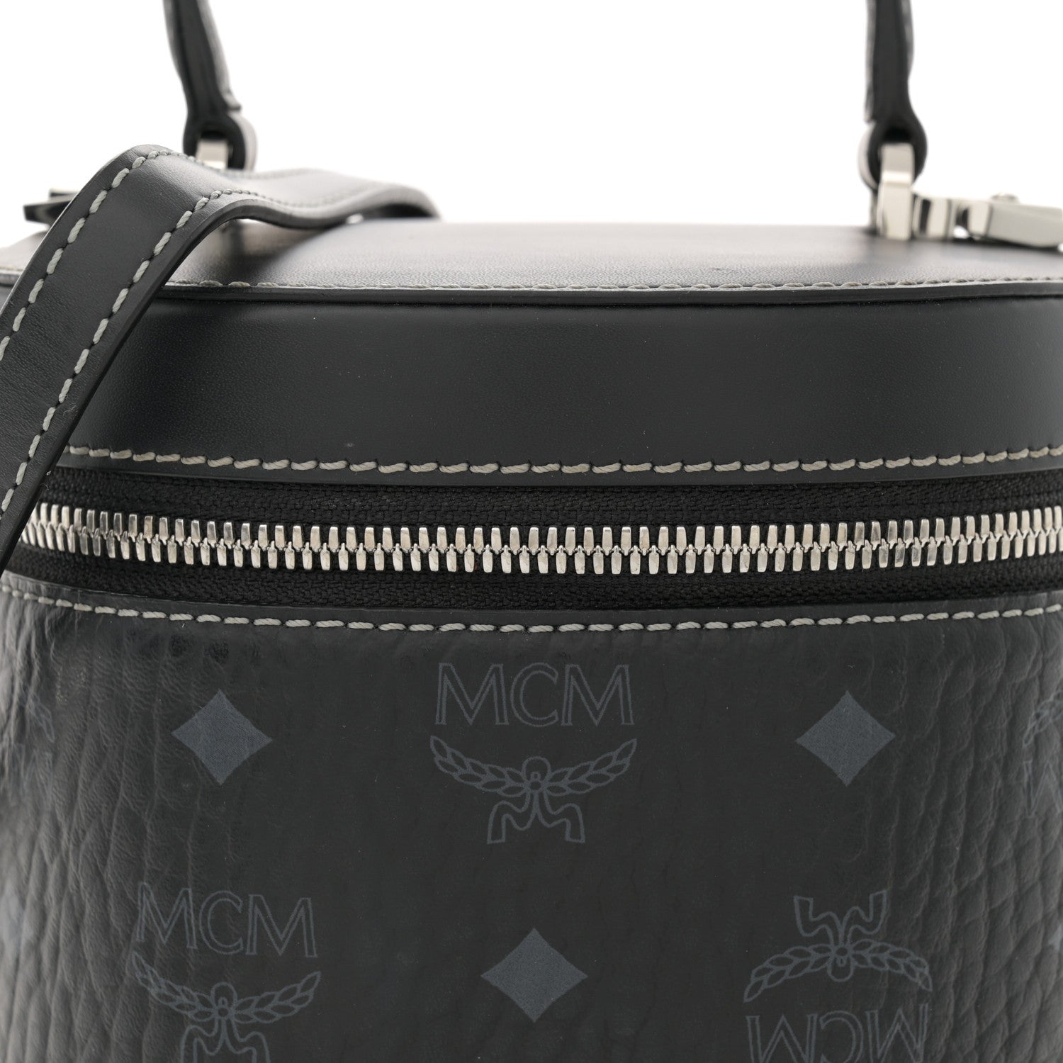MCM Visetos Small Cylinder Bag Black 8 of 11