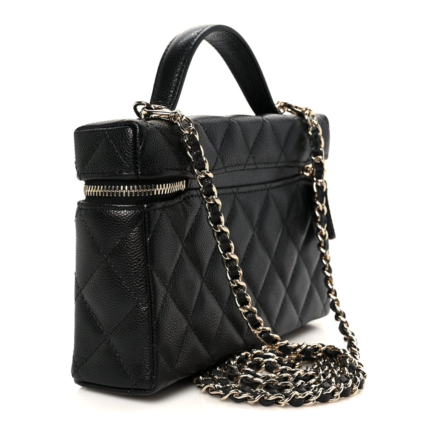 Chanel Caviar Quilted Top Handle Slim Vanity With Chain Black 3 of 11