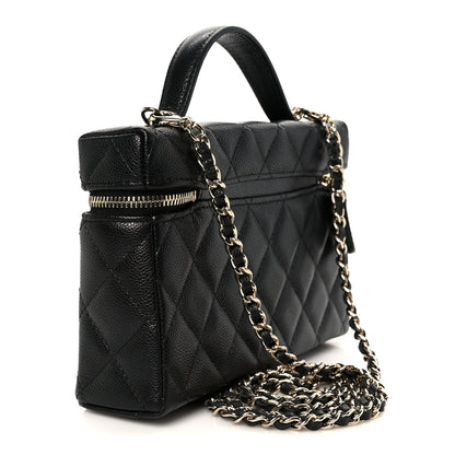Chanel Caviar Quilted Top Handle Slim Vanity With Chain Black 3 of 11