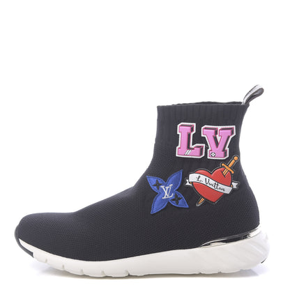 Louis Vuitton Stretch Fabric LV Black Heart Sock Sneaker 39 Black 1 of 8