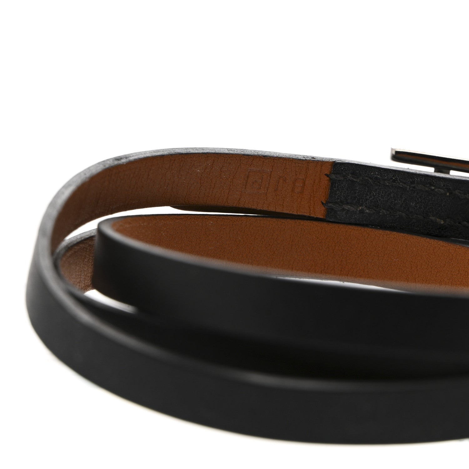 Hermes Chamonix Hapi 3MM Triple Tour Wrap Bracelet M Black Fauve 5 of 5