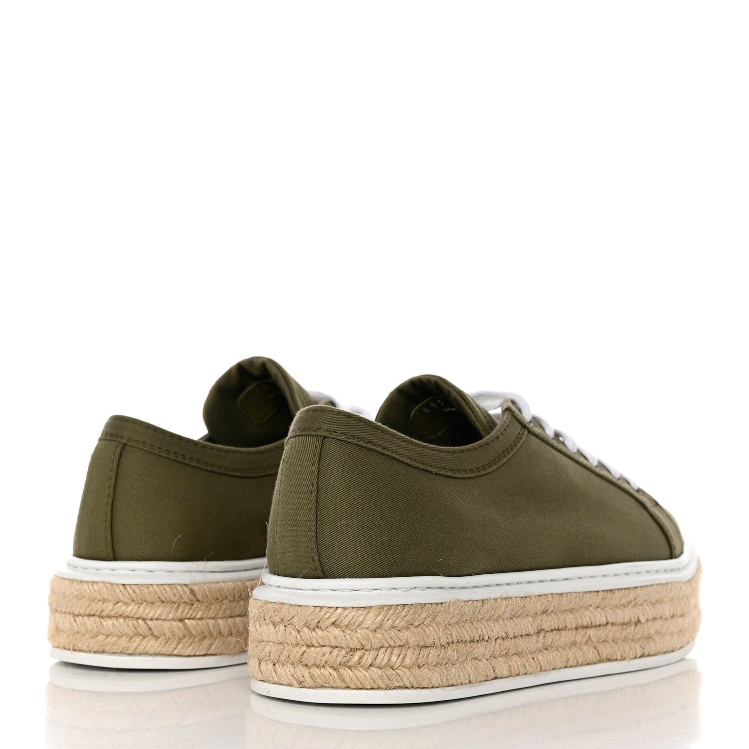 Prada Canvas Gabardine Espadrille 45mm Platform Sneakers 38.5 Militare 4 of 10
