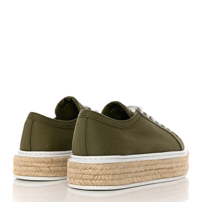 Prada Canvas Gabardine Espadrille 45mm Platform Sneakers 38.5 Militare 4 of 10