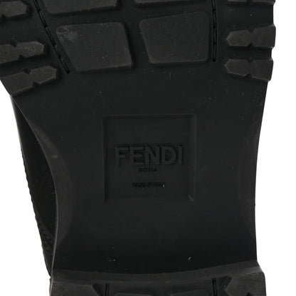 Fendi Calfskin Stretch Fabric FF Rockoko Biker Boots 7 Black Tobacco 7 of 9