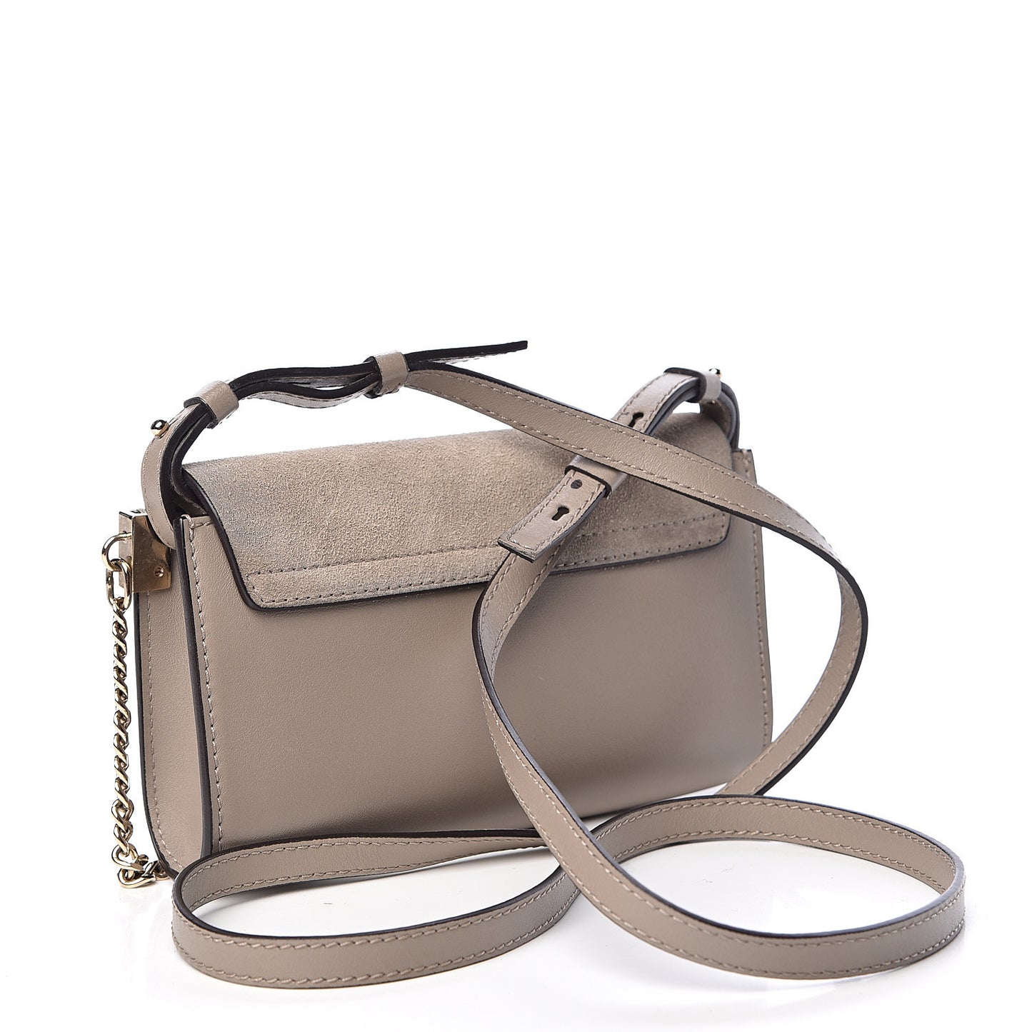 Suede Calfskin Mini Faye Shoulder Bag Motty Grey
