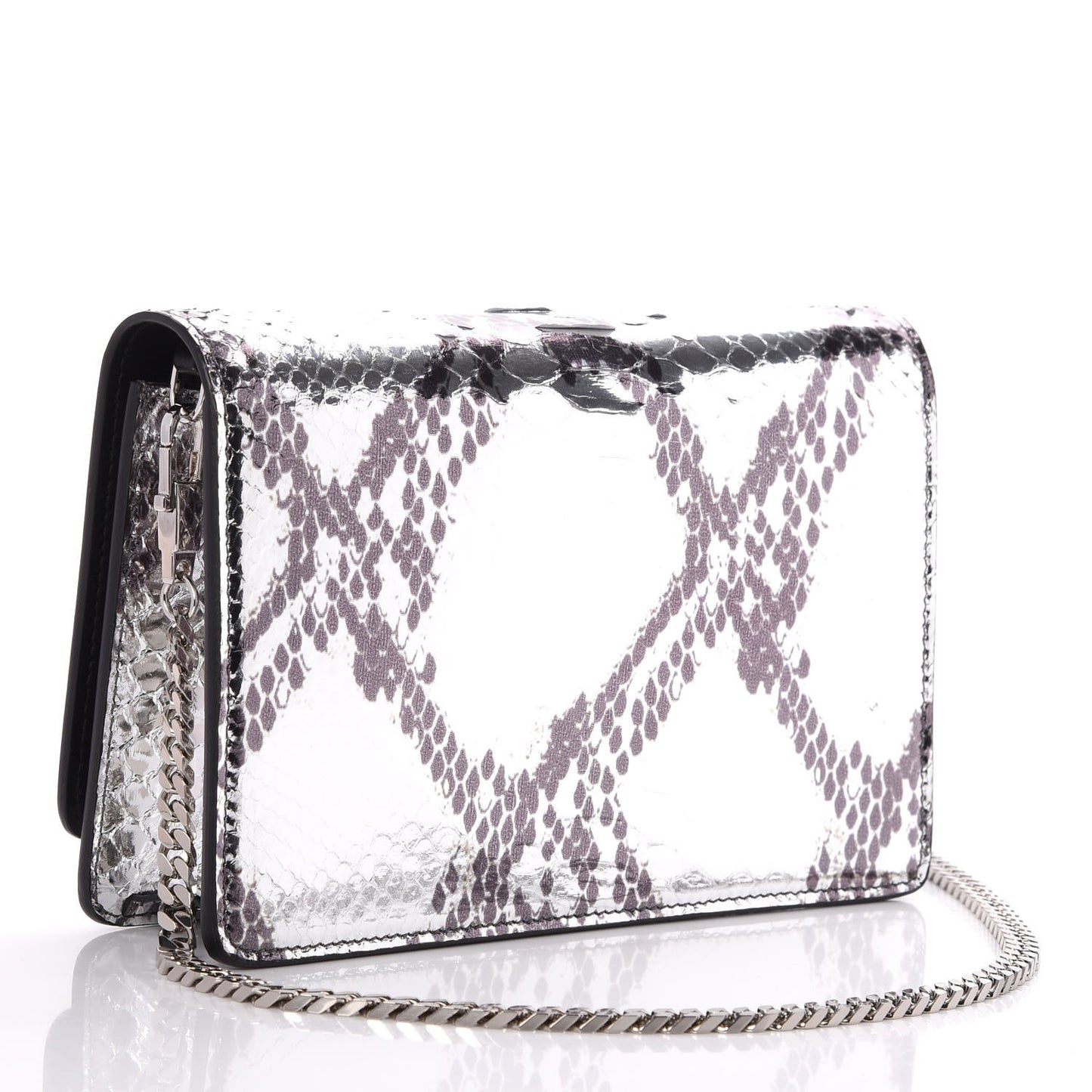 Metallic Python Pandora Chain Wallet Silver