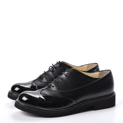 Chanel Patent Calfskin Lace Up Oxfords 40.5 Black 3 of 10