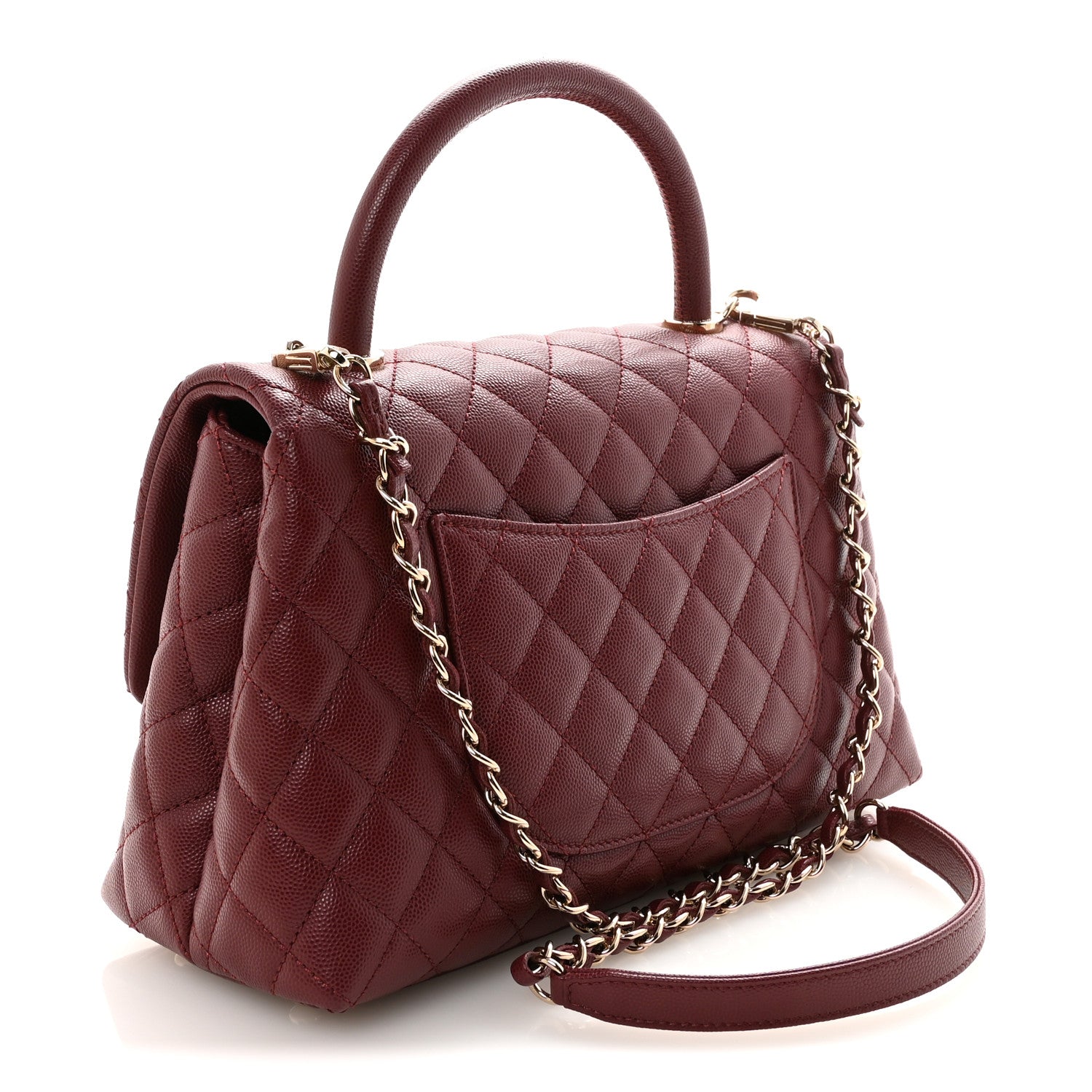 Chanel Caviar Quilted Small Coco Handle Flap Burgundy 3 of 10