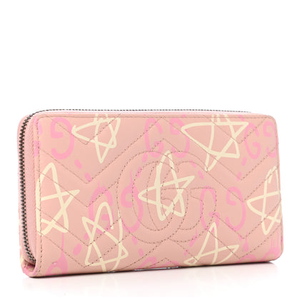Gucci Calfskin Matelasse GucciGhost GG Marmont Zip Around Wallet Perfect Pink Rosa Ivory 3 of 8