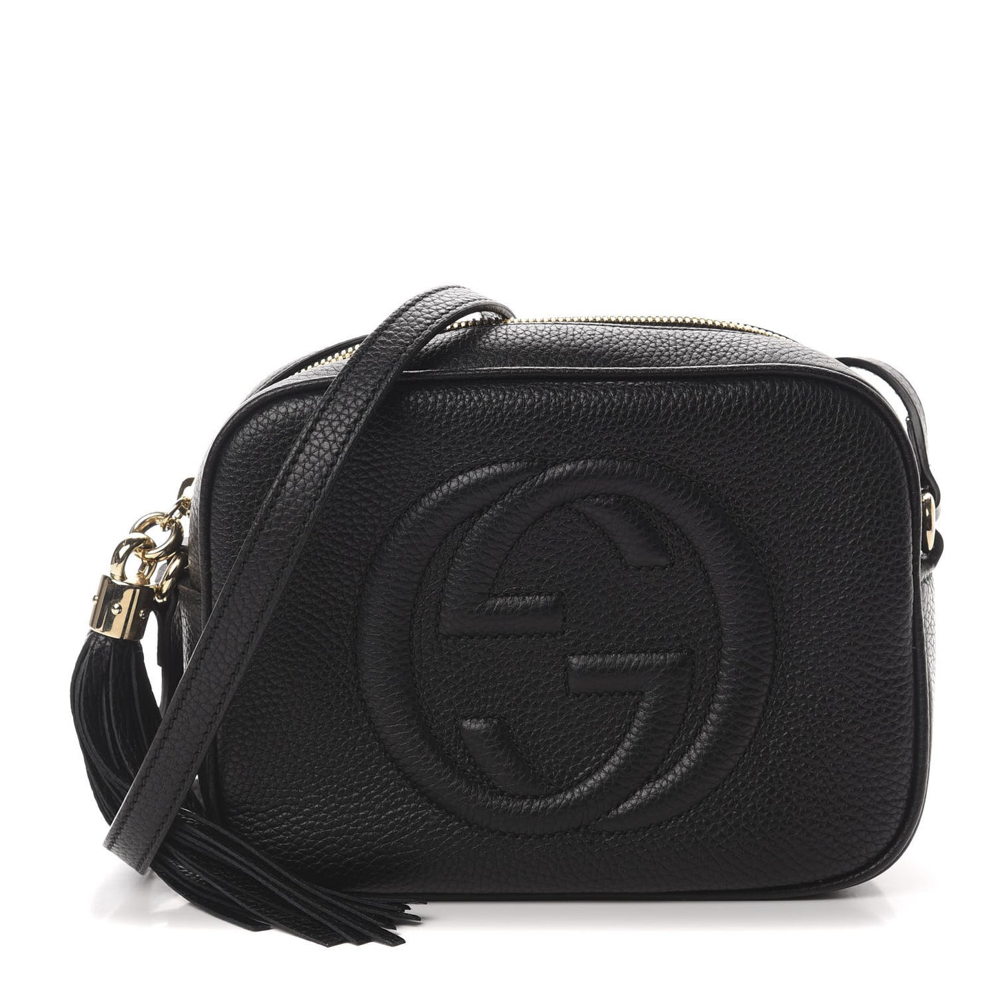 Pebbled Calfskin Small Soho Disco Bag Black
