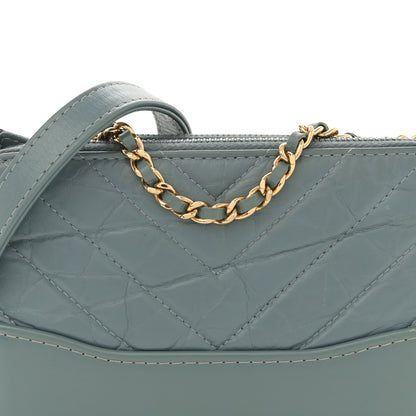 Chanel Aged Calfskin Quilted Small Gabrielle Clutch With Chain Light Blue 9 of 12