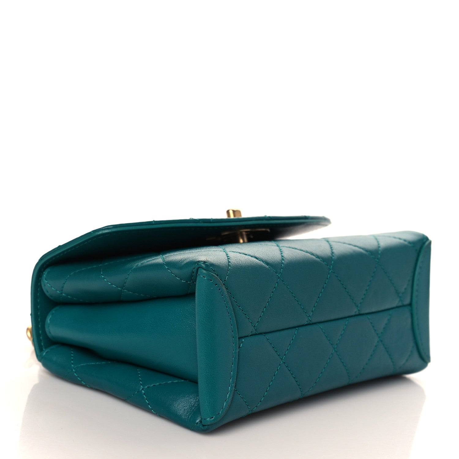 Chanel Lambskin Quilted Small Top Handle Bag Turquoise 3 of 8