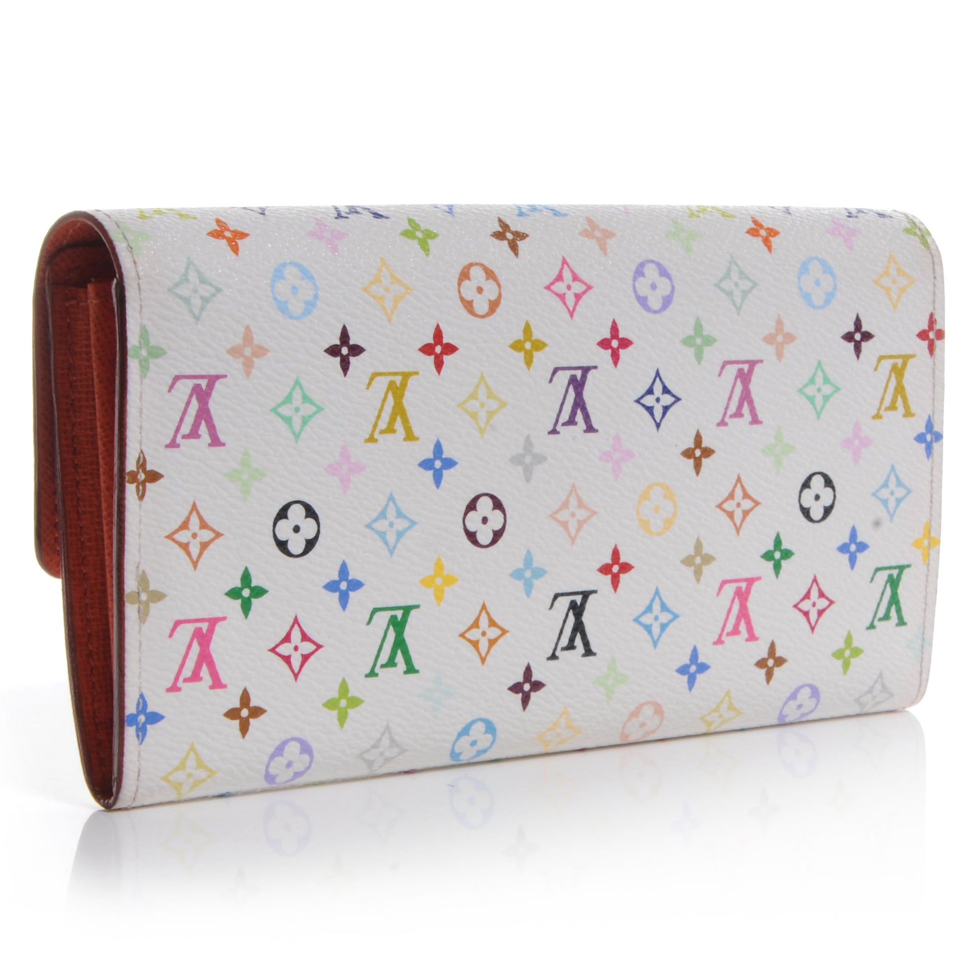 Louis Vuitton Monogram Multicolor Sarah Wallet White Orange 3 of 9