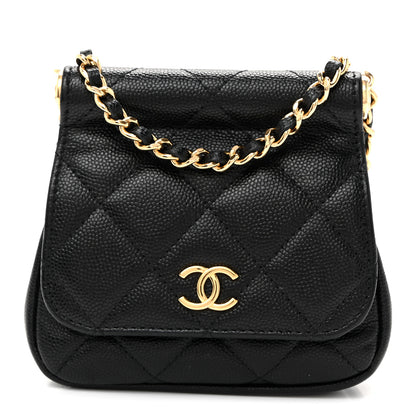 Chanel Caviar Quilted Mini Bar Flap Clutch With Chain Black 1 of 11